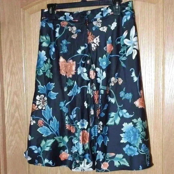 Lorenza Blau Size 28 black with blue orange green white floral pattern lined - Picture 2 of 6